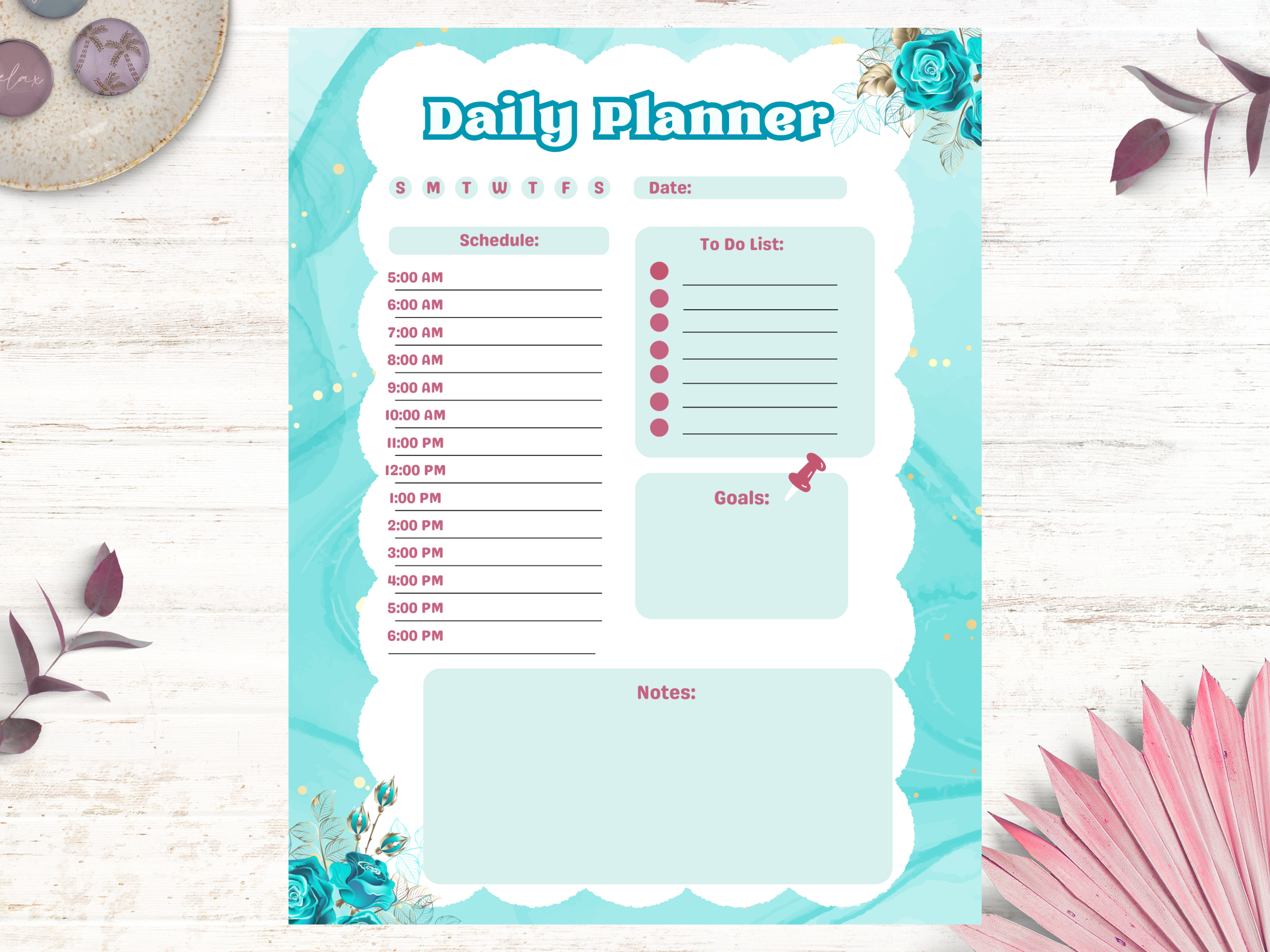 Fancy Blue Daily Planner